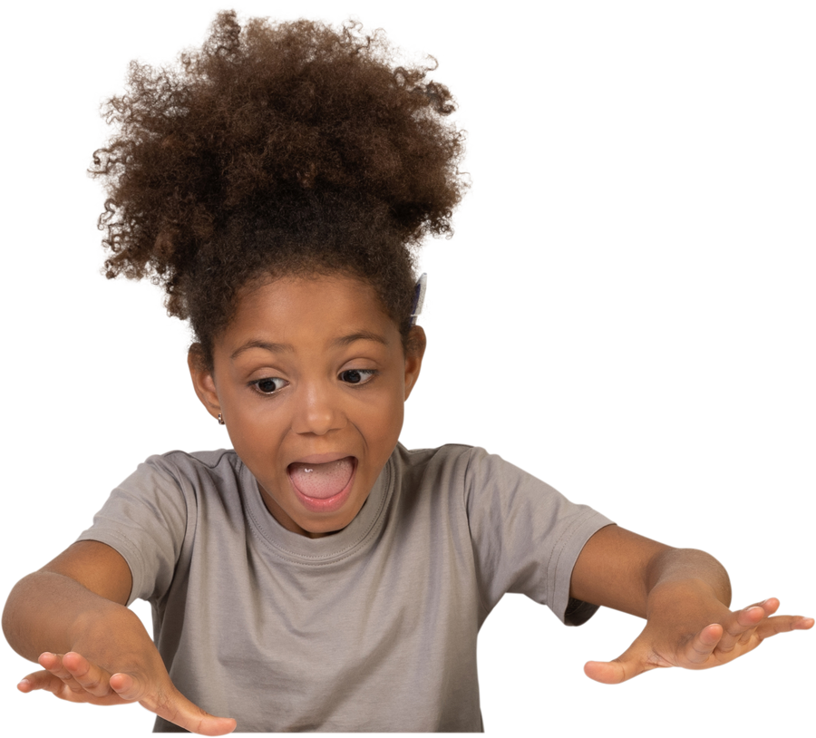 Shocked Little Girl with Curly Hair